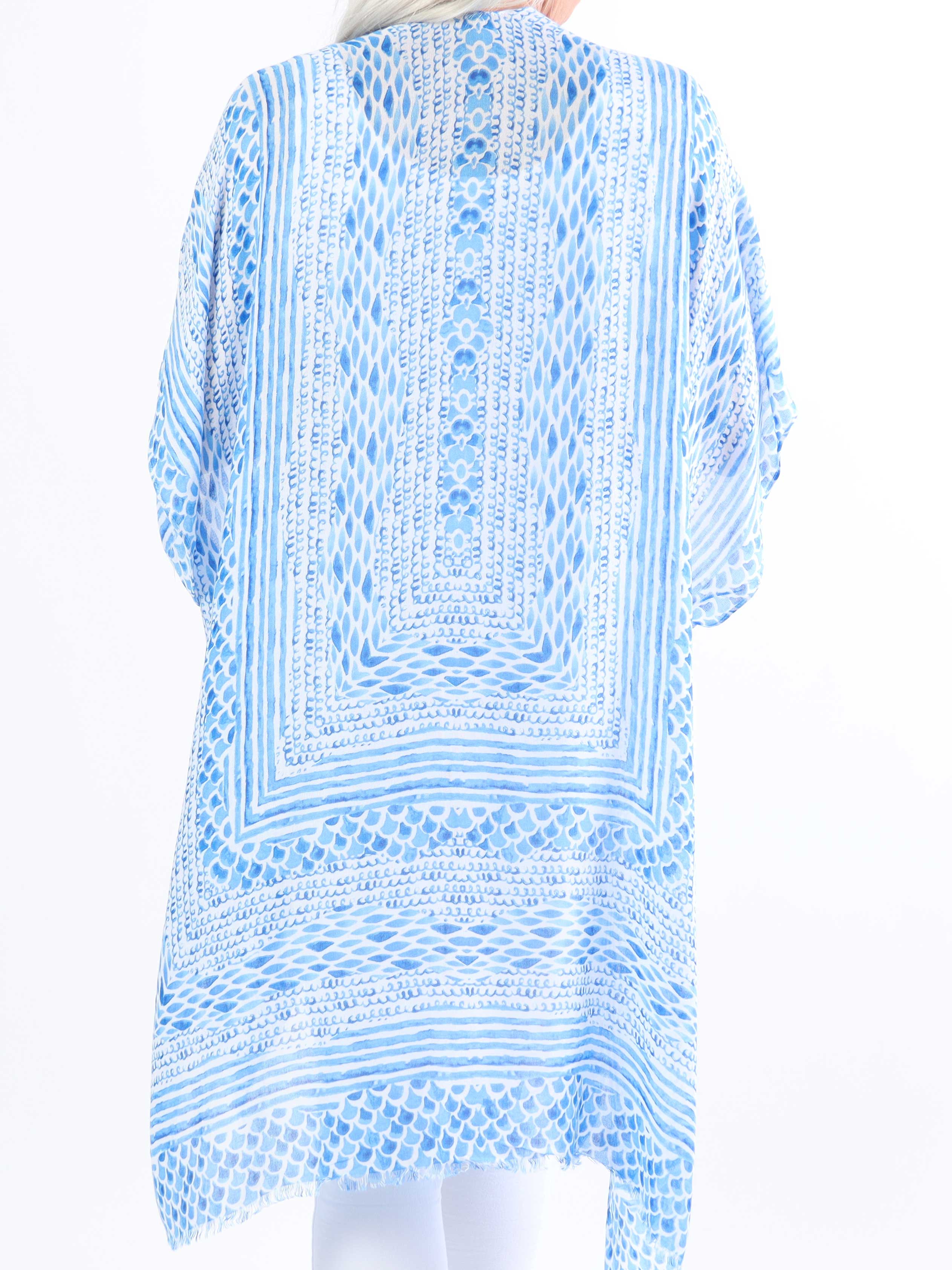 Alexandrine snake - Let og luftig plus size kimono i bomuld